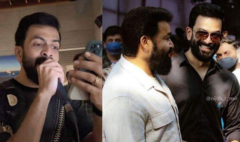 പാട്ടുപാടുന്ന വിഡിയോയിൽ നിന്ന്, മോഹൻലാലിനൊപ്പം പൃഥ്വിരാജ്/ ഇൻസ്റ്റ​ഗ്രാം
