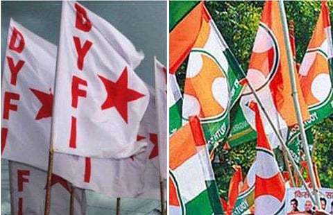ഡിവൈഎഫ്‌ഐ,യൂത്ത് കോണ്‍ഗ്രസ് പതാകകള്‍