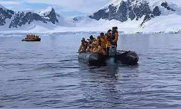 തിമിംഗലങ്ങളില്‍ നിന്ന് രക്ഷപ്പെടാന്‍ യാത്രാബോട്ടിലേക്ക് എടുത്തുചാടി പെന്‍ഗ്വിന്‍