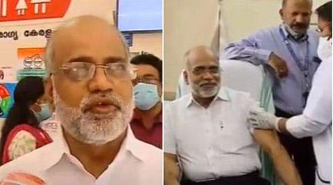 ചീഫ് സെക്രട്ടറി വാക്‌സിന്‍ സ്വീകരിച്ചശേഷം മാധ്യമങ്ങളോട് സംസാരിക്കുന്നു / ടെലിവിഷന്‍ ചിത്രം