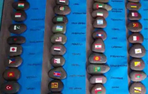 ശരൺ കല്ലുകളിൽ വരച്ച പതാകകൾ