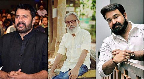 മമ്മൂട്ടി, പി ബാലചന്ദ്രന്‍, മോഹന്‍ലാല്‍/ ഫേയ്‌സ്ബുക്ക്‌