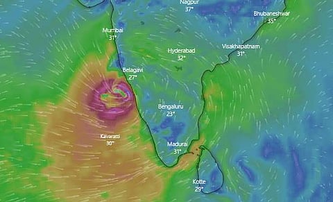ടൗട്ടെ ചുഴലിക്കാറ്റിന്റെ രേഖാ ചിത്രം