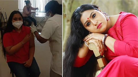 വാക്സിൻ സ്വീകരിക്കുന്ന ലക്ഷ്മി പ്രിയ/ ഫേയ്സ്ബുക്ക്