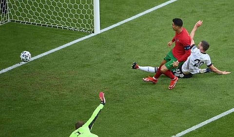 ജർമനിക്കെതിരെ ക്രിസ്റ്റ്യാനോയുടെ ​ഗോൾ/ഫോട്ടോ: ട്വിറ്റർ