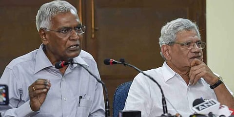 ഡി രാജയും, സീതാറാം യെച്ചൂരിയും/ ഫയൽ