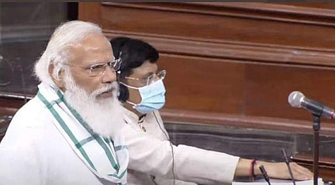 പ്രധാനമന്ത്രി നരേന്ദ്ര മോദി രാജ്യസഭയല്‍ സംസാരിക്കുന്നു/ രാജ്യസഭ ടിവി