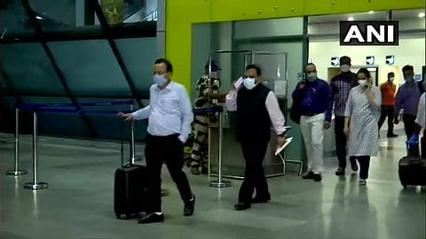 കേന്ദ്രസംഘം തിരുവനന്തപുരം വിമാനത്താവളത്തില്‍ എത്തിയപ്പോള്‍, എഎന്‍ഐ ചിത്രം