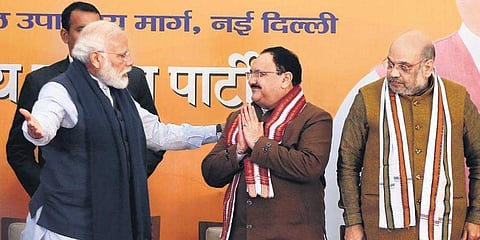 നരേന്ദ്രമോദി, ജെ പി നഡ്ഡ, അമിത് ഷാ എന്നിവര്‍ / ഫയല്‍