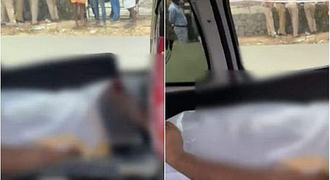 മനോജിന്റെ മൃതദേഹം പൊലീസ് ആശുപത്രിയിലേക്ക് കൊണ്ടുപോകുന്നു / ടെലിവിഷന്‍ ചിത്രം