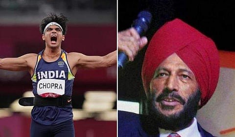 നീരജ് ചോപ്ര, മില്‍ഖ സിങ്/ഫോട്ടോ: പിടിഐ