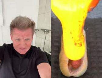 ഹോട്ട് ഡോഗിന് മുകളില്‍ ലാവ ഒഴിക്കുന്നു