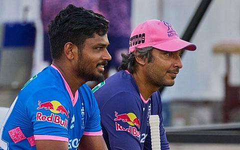 സഞ്ജു സാംസണ്‍, സംഗക്കാര/ഫോട്ടോ: രാജസ്ഥാന്‍ റോയല്‍, ട്വിറ്റര്‍