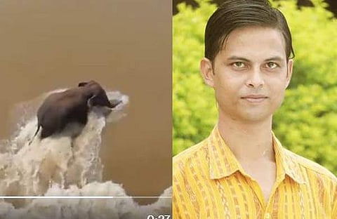 ഒഴുക്കില്‍പ്പെട്ട ആനയുടെ വിഡിയോ ദൃശ്യം, അരിന്ദം ദാസ്‌