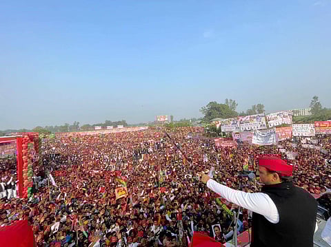 അഖിലേഷ് യാദവിന്റെ തെരഞ്ഞെടുപ്പ് പൊതുയോഗം/എസ്പി ട്വിറ്റര്‍