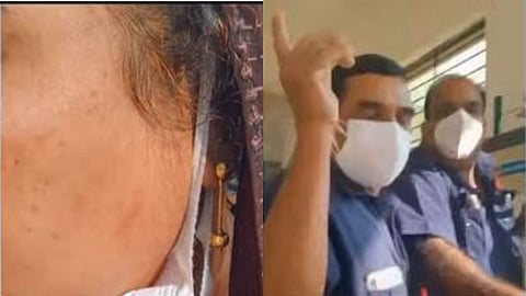 കോഴിക്കോട് മെഡിക്കല്‍ കോളജില്‍ സെക്യൂരിറ്റി ജീവനക്കാരന്‍ യുവതിയുടെ മുഖത്തടിച്ച പാട്