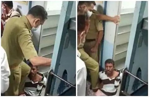 യാത്രക്കാരനെ മര്‍ദിക്കുന്ന പൊലീസ്/വീഡിയോ സ്‌ക്രീന്‍ഷോട്ട്‌