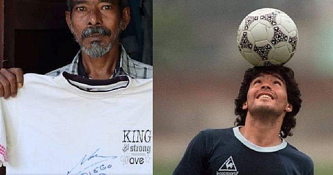 മറഡോണ ഒപ്പിട്ട ഷർട്ടുമായി അൻവർ/ വിഡിയോ ദൃശ്യം