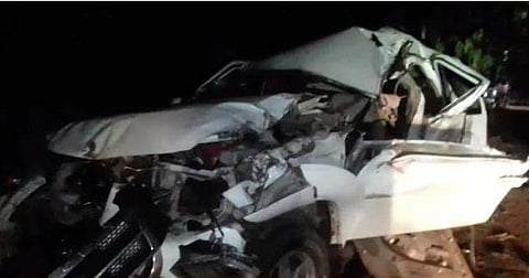 അപകടത്തില്‍ തകര്‍ന്ന കാര്‍/ ടിവി ദൃശ്യം