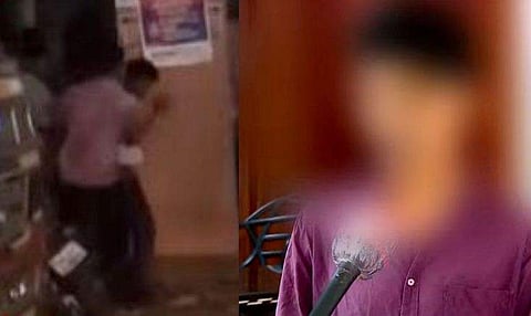 വിദ്യാർത്ഥിയെ പൊലീസ് മർദിക്കുന്നു, അക്രമത്തിന് ഇരയായ വിദ്യാർത്ഥി/ ടെലിവിഷൻ ദൃശ്യം