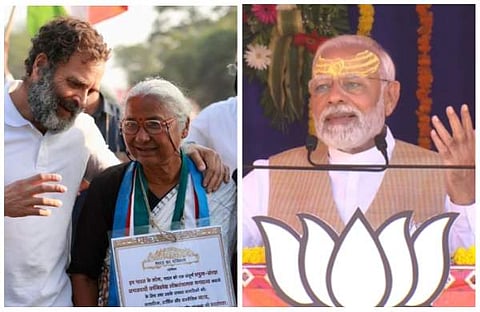 ഭാരത് ജോഡോ യാത്രയില്‍ മേധാ പട്കറും രാഹുല്‍ ഗാന്ധിയും, നരേന്ദ്ര മോദി