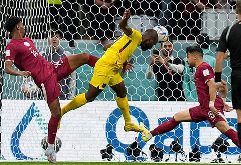 ഖത്തറിനെതിരെ രണ്ടാം ​ഗോൾ ഹെഡ്ഡറിലൂടെ വലയിലാക്കുന്ന എന്നർ വലൻസിയ/ പിടിഐ