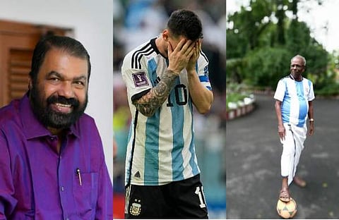 വി ശിവൻകുട്ടി, മത്സരം തോറ്റ നിരാശയിൽ മെസി, അർജന്റീന ജേഴ്സിയിൽ എം എം മണി