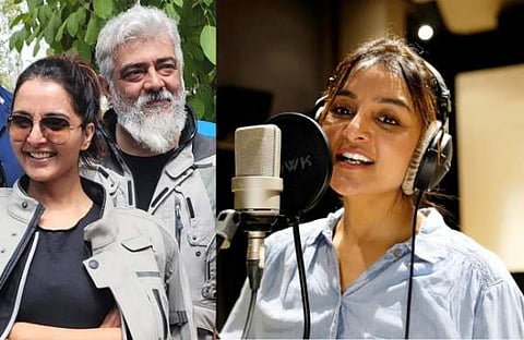 മഞ്ജു വാര്യറും അജിത്തും, തുനിവിനായി പാട്ടു പാടുന്ന മഞ്ജു/ ഫെയ്സ്ബുക്ക്