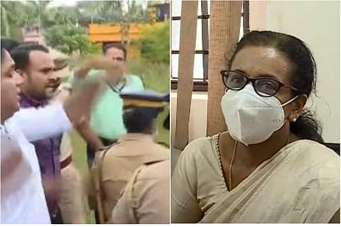 സിസ തോമസിനെതിരെ പ്രതിഷേധം/ ടിവി ദൃശ്യം