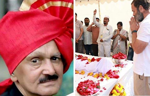 കൃഷ്ണകുമാര്‍ പാണ്ഡെ, രാഹുല്‍ അന്ത്യാഞ്ജലി അര്‍പ്പിക്കുന്നു/ ട്വിറ്റര്‍