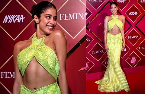 നൈക ഫെമിന ബ്യൂട്ടി അവാര്‍ഡ്‌സ് 2022ല്‍ ഫോട്ടോയ്ക്ക് പോസ് ചെയ്യുന്ന ജാന്‍വി കപൂര്‍/ ചിത്രം പിടിഐ
