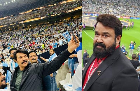മമ്മൂട്ടിയും മോഹൻലാലും ഫുട്ബോൾ ഫൈനൽ കാണാനെത്തിയപ്പോൾ/ ചിത്രം; ഫെയ്സ്ബുക്ക്