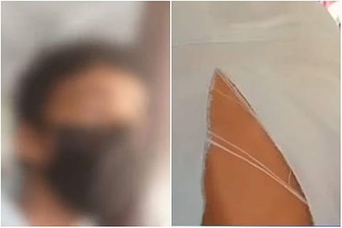 മര്‍ദ്ദനമേറ്റ വിദ്യാര്‍ത്ഥി, വസ്ത്രം കീറിയ നിലയില്‍/ ടിവി ദൃശ്യം