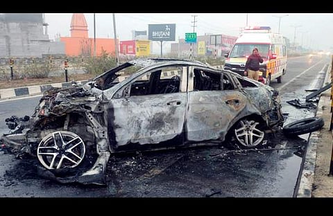 അപകടത്തിൽപ്പെട്ട് റിഷഭ് പന്ത് ഓടിച്ച വാഹനം/ ചിത്രം: എഎൻഐ