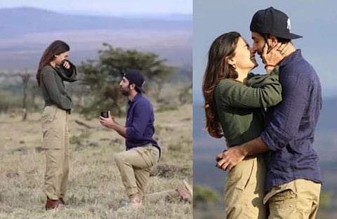 ആലിയയെ പ്രപ്പോസ് ചെയ്യുന്ന രൺബീർ കപർ/ ഇൻസ്റ്റ​ഗ്രാം