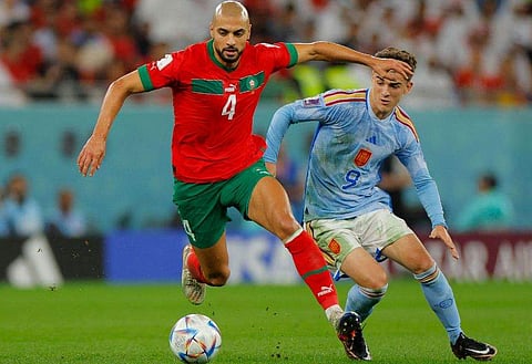 സ്‌പെയ്‌നിന് എതിരെ അംറാബത്തിന്റെ മുന്നേറ്റം/ഫോട്ടോ: എഎഫ്പി