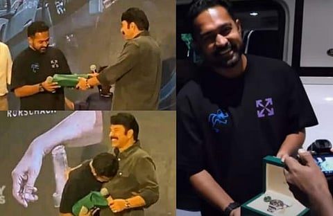 റോളക്‌സ് വാച്ച് ആസിഫ് അലിക്ക് സമ്മാനിക്കുന്ന മമ്മൂട്ടി, റോളക്‌സുമായി ആസിഫ് അലി/ വിഡിയോ സ്‌ക്രീന്‍ഷോട്ട്