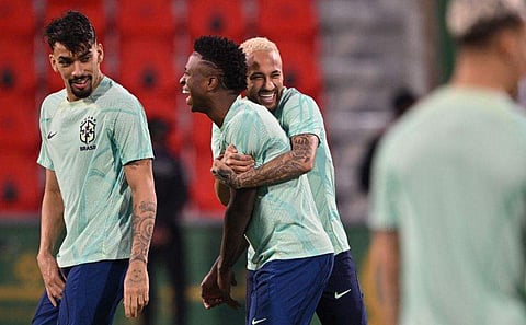 ബ്രസീല്‍ ടീം പരിശീലനത്തിന് ഇടയില്‍/ഫോട്ടോ: എഎഫ്പി