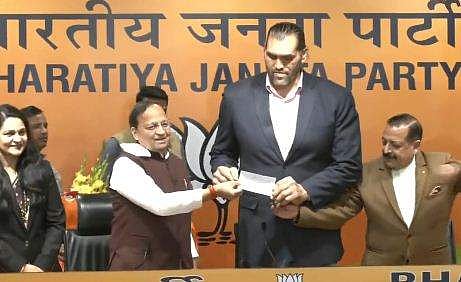 ദി ഗ്രേറ്റ് ഖാലി ബിജെപിയില്‍ ചേരുന്ന ദൃശ്യം, എഎന്‍ഐ