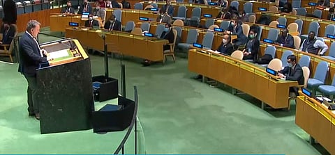 യു എന്‍ യോഗത്തില്‍ യുക്രൈന്‍ പ്രതിനിധി സംസാരിക്കുന്നു/ ട്വിറ്റര്‍