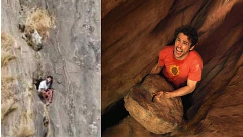 മലയിടുക്കിൽ കുടുങ്ങിയ ബാബു, 127 അവേഴ്സ് സിനിമയിൽ നിന്ന്