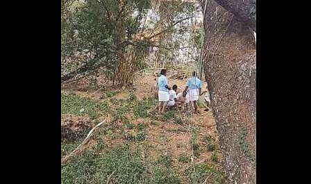 ബിജെപി പ്രവര്‍ത്തകര്‍ ക്ലിഫ് ഹൗസില്‍ കല്ലിടുന്നു