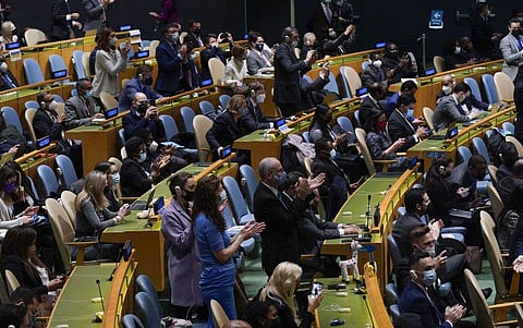 യുഎൻ പ്രമേയം പാസ്സാക്കുന്നു/ പിടിഐ ചിത്രം