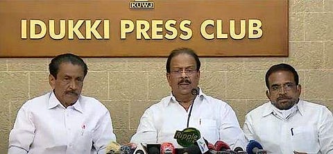 കെ സുധാകരൻ വാർത്താസമ്മേളനത്തിൽ/ ടെലിവിഷൻ ദൃശ്യം