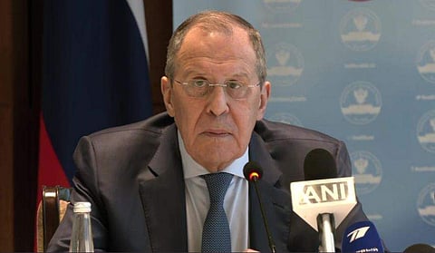 സെര്‍ജി ലാവ്‌റോവ് വാര്‍ത്താസമ്മേളനത്തില്‍ സംസാരിക്കുന്നു/ എഎന്‍ഐ