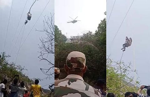 റോപ് വേയില്‍ അപകടമുണ്ടായിടത്ത് രക്ഷാപ്രവര്‍ത്തനം പുരോഗമിക്കുന്നു/എഎന്‍ഐ