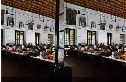 മൊബൈല്‍ ഫോണ്‍ വെളിച്ചത്തില്‍ പരീക്ഷ എഴുതുന്ന വിദ്യാര്‍ത്ഥികള്‍