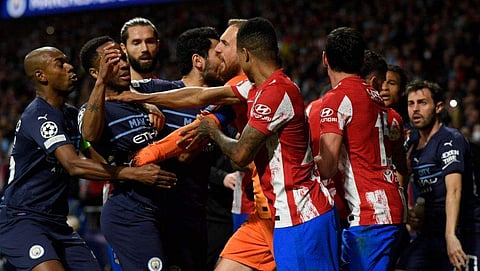 അത്‌ലറ്റിക്കോ,മാഞ്ചസ്റ്റര്‍ സിറ്റി താരങ്ങള്‍ തമ്മില്‍ സംഘര്‍ഷം/ഫോട്ടോ: എഎഫ്പി