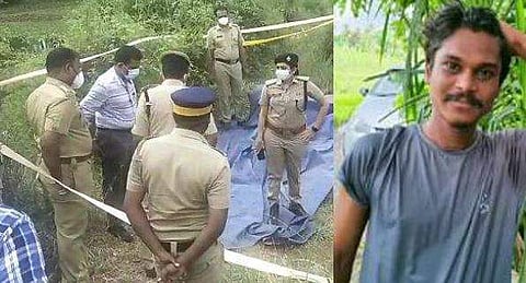 മൃതദേഹം കണ്ടിടത്ത് പൊലീസ് പരിശോധന നടത്തുന്നു, കൊല്ലപ്പെട്ട ബാബു