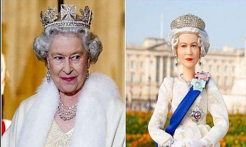 എലിസബത്ത് രാജ്ഞിയുടെ രൂപത്തിലുള്ള ബാര്‍ബി പ്രതിമ